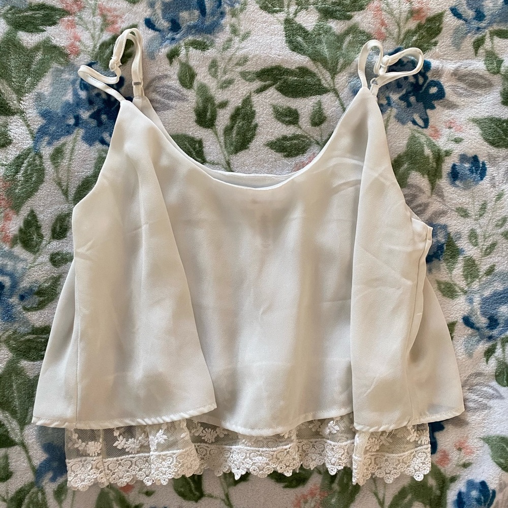 Flowy white lace trim Cami
